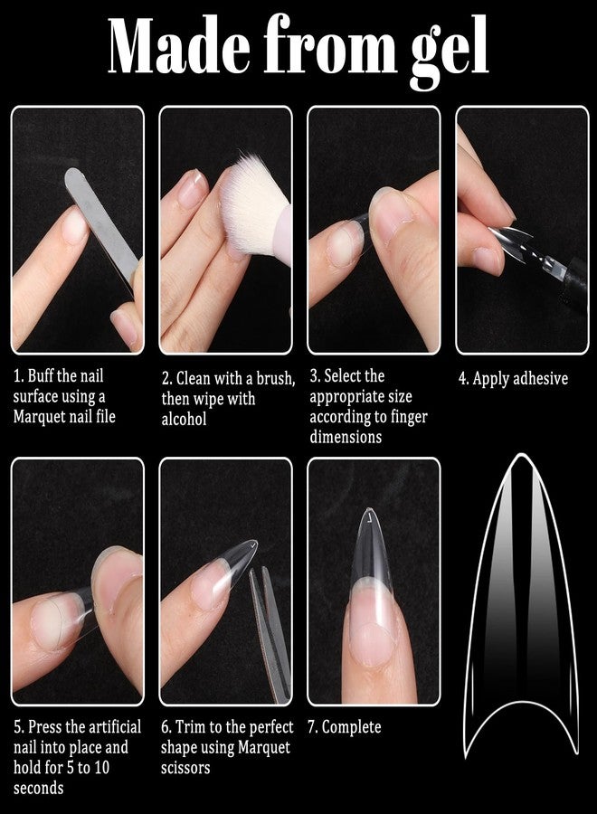 Xyembu 500 Pcs Extra Short Half Cover Almond Nail Tips, Short Almond Nail-Tips, Clear Fake Nails, Press On False Nail-Tips, Pre-shape French Tip, Acrylic Nail Gel Tip for Salon and Home DIY (10 Sizes) - Image 4